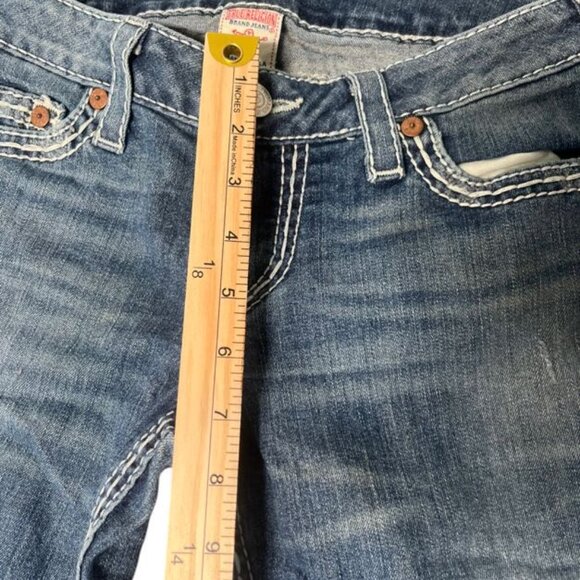 True Religion Jeans Men's 28 Blue Denim Light Wash 5-Pockets Design Straight Leg - Picture 4 of 5